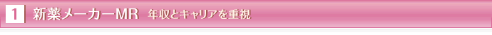 1新薬メーカーMR年収とキャリアを重視
